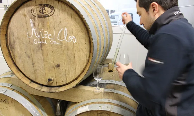 Soutirage du champagne par le vigneron Etienne Calsac